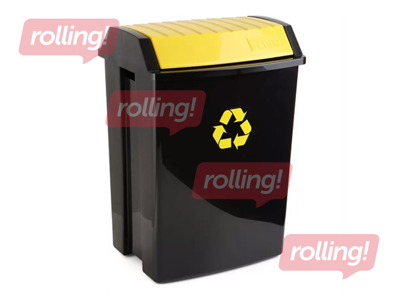 Мусорное ведро Tatay, чёрное с жёлтой крышкой, 50л