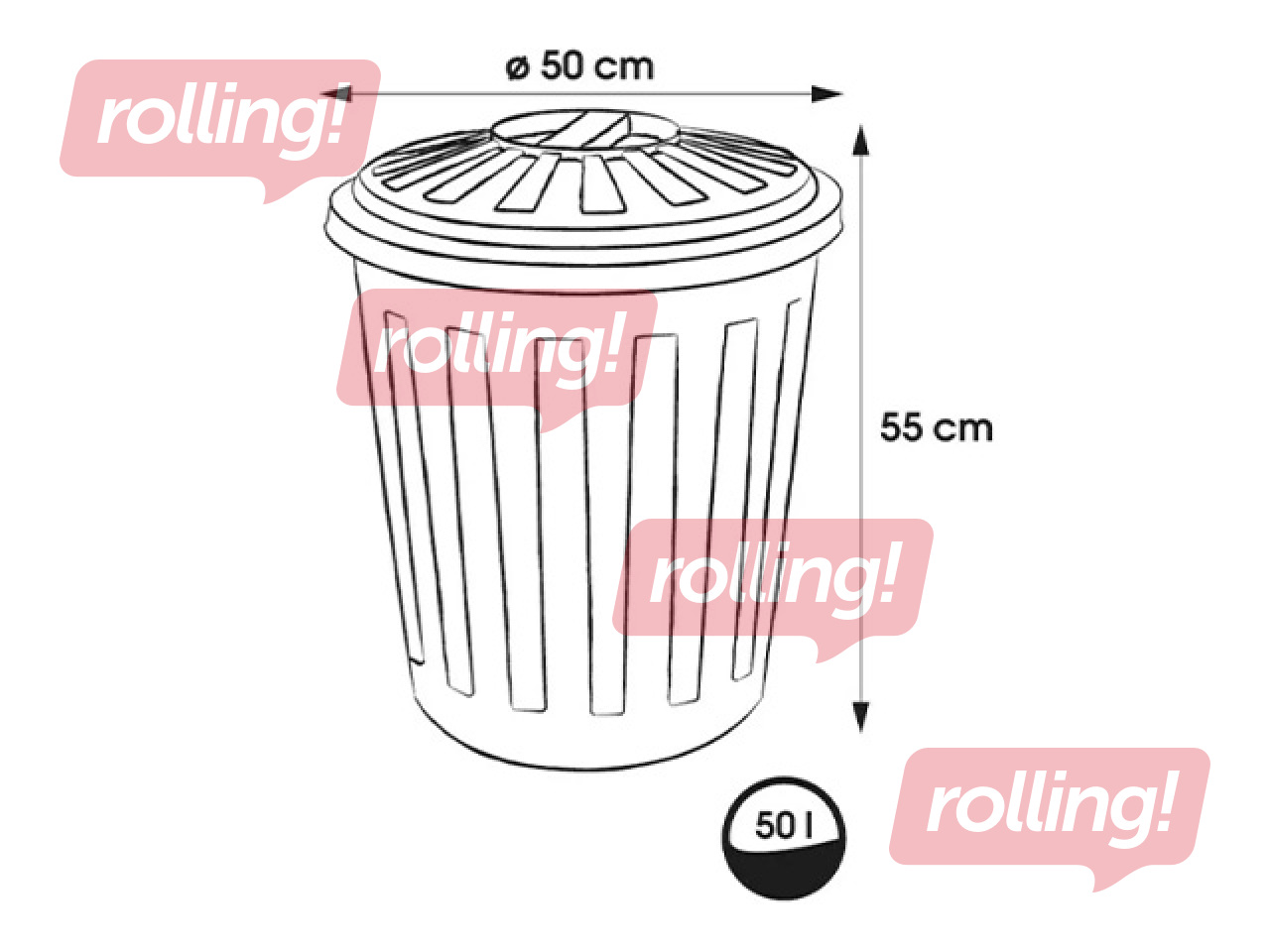 Atkritumu tvertne Keeeper Mats Maxi, plastmasa, pelēka, 50l