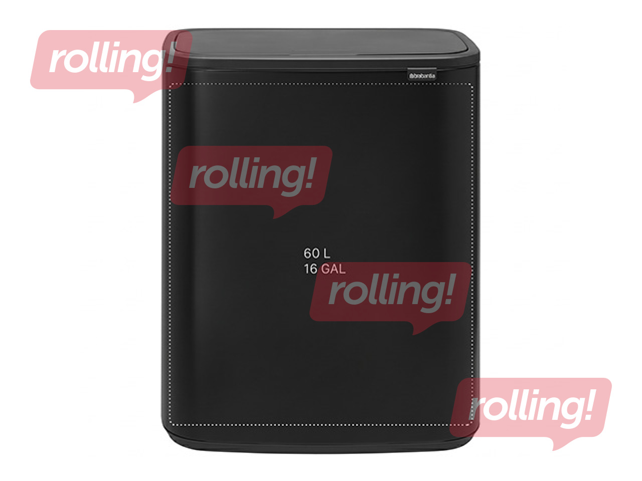 Atkritumu tvertne Brabantia Bo Touch, matēta, melna, 60l