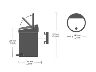 Prügikast Brabantia Touch, matistatud, must, 3l