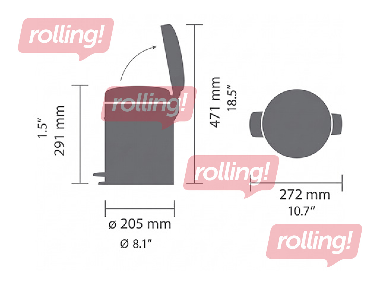 Atkritumu tvertne ar pedāli Brabantia, NewIcon, gaiši pelēka, 5l