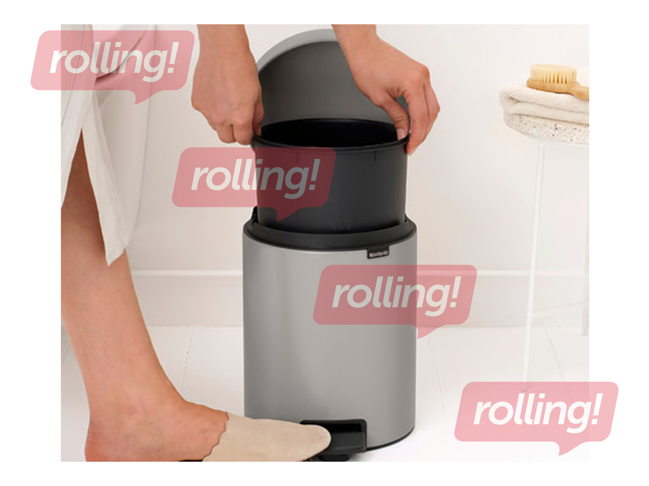 Atkritumu tvertne ar pedāli Brabantia, NewIcon, gaiši pelēka, 5l