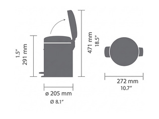 Pedaaliga prügikast Brabantia, NewIcon, helehall, 5l