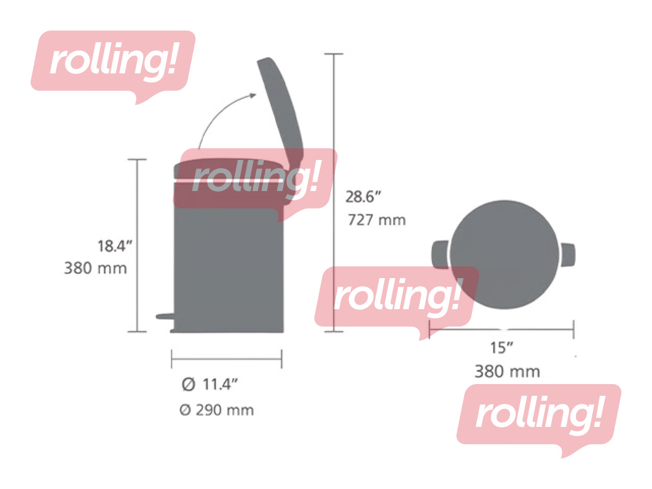 Atkritumu tvertne ar pedāli Brabantia, NewIcon, gaiši pelēka, 20l