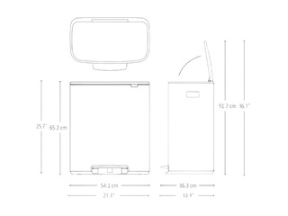 Atkritumu tvertne ar pedāli Brabantia Bo, gaiši pelēka, 60l