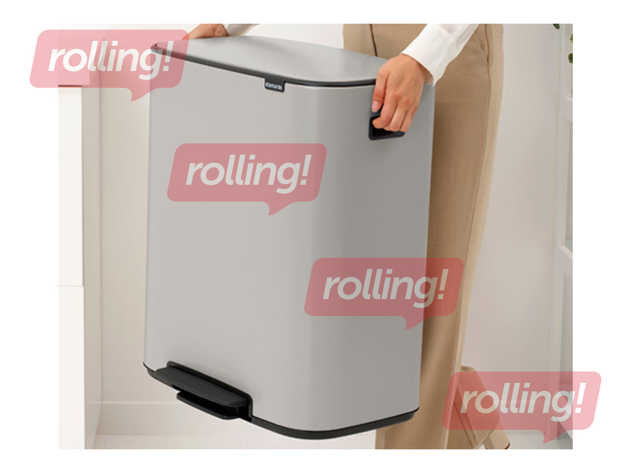 Atkritumu tvertne ar pedāli Brabantia Bo, gaiši pelēka, 60l