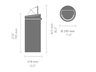 Atkritumu tvertne Brabantia Touch, gaiši pelēka, 30l