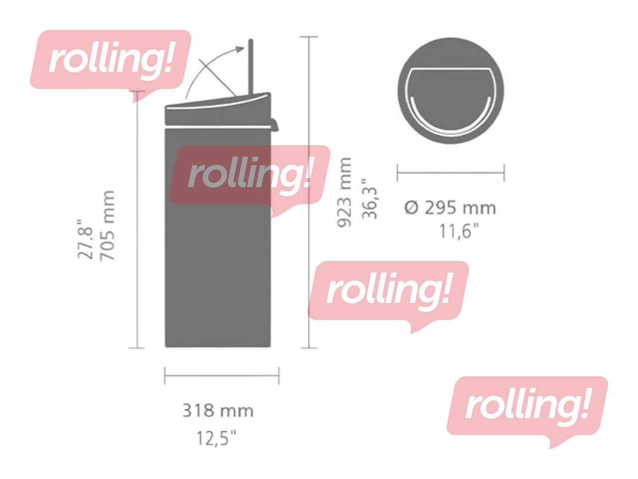 Prügikast Brabantia Touch, helehall, 30l