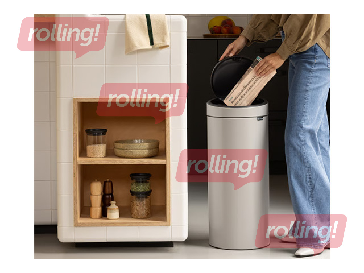 Prügikast Brabantia Touch, helehall, 30l