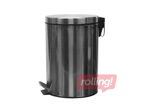 Atkritumu tvertne ar pedāli, nerūsējošā tērauda, melna, 3l