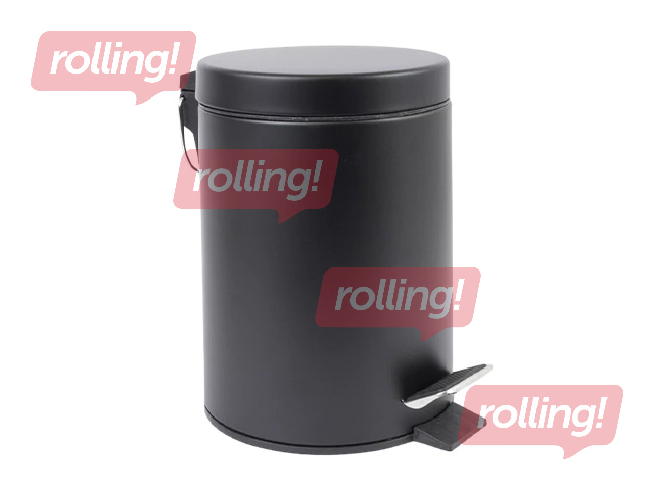 Atkritumu tvertne ar pedāli, metāla, melna, 3l
