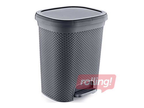 Atkritumu tvertne Diamond, ar pedāli, pelēka, 15l