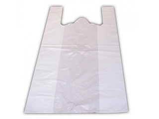 Bags with handles, white, 41x21x64 cm, 30 mic, 50 pcs.