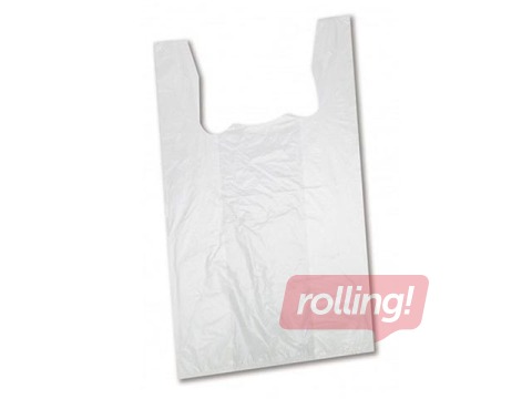 Bags with handles HDPE,  25x12x45 cm, 10 microns, 100 pcs., white
