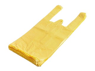 Пакеты с ручками HDPE, жёлтые, 30+15x55см, 12 микрон, в упаковке 100 шт. 