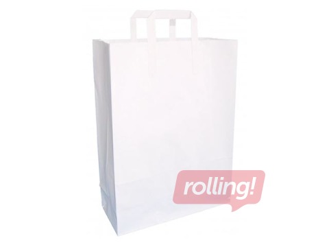 Papīra maisiņš ar rokturiem, balts, 260x100x330mm