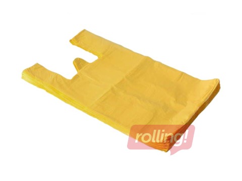 Пакеты 30+18x55см с ручками, HDPE, желтые, 100шт.