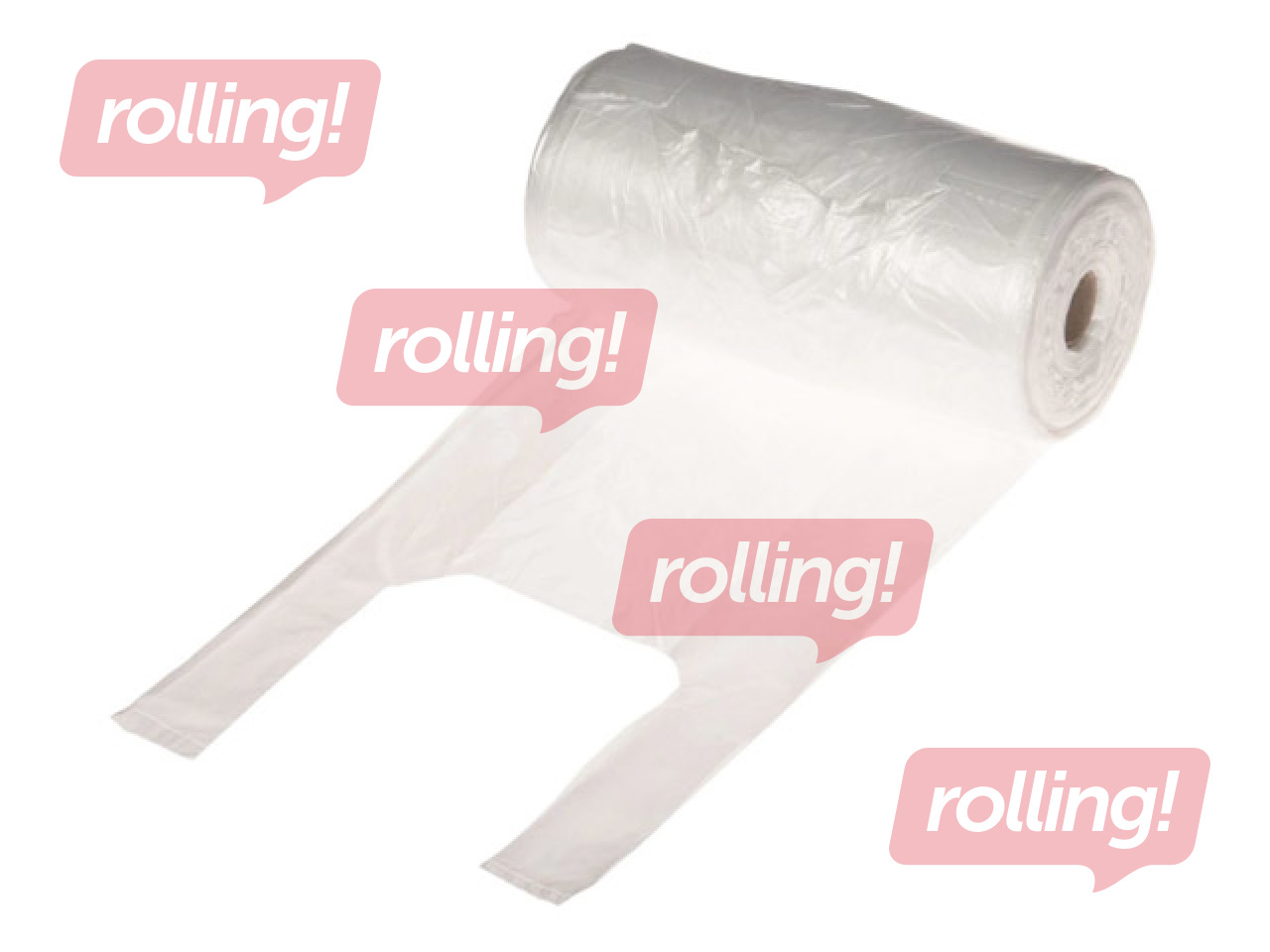 Пакеты полиэтиленовые с ручками, 20x11x38 cm, 500 шт в рулоне, прозрачные