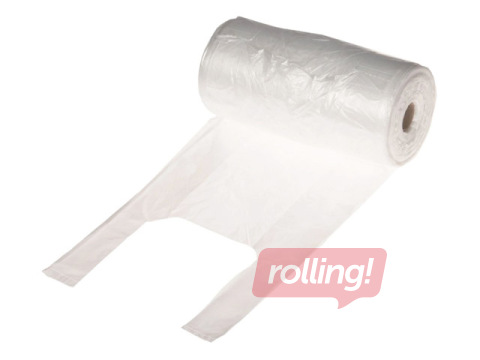 Plastic T-shirt bag, transparent, 20x11x38cm, 500 pcs/ roll