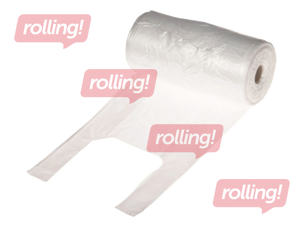 Plastic T-shirt bag, transparent, 20x11x38cm, 500 pcs/ roll