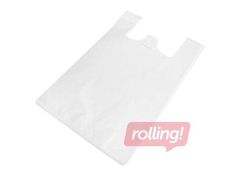 Maisiņi ar rokturiem, balti, 40x20x64cm, 50 mikroni, 25 gab.