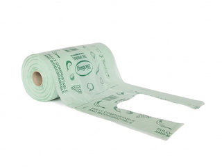 Bags with handles BioBag, compostable, 13μm, green, 34×42cm, 300 pcs.