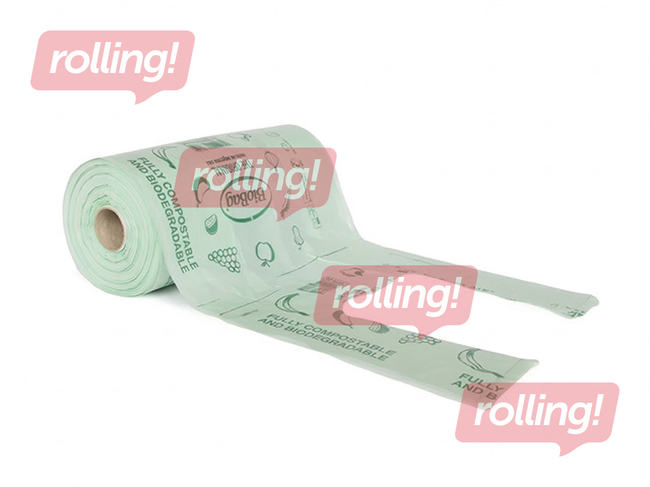 Maisiņi ar rokturiem BioBag, kompostējami, 13μm, zaļi, 34×42cm, 300 gab.