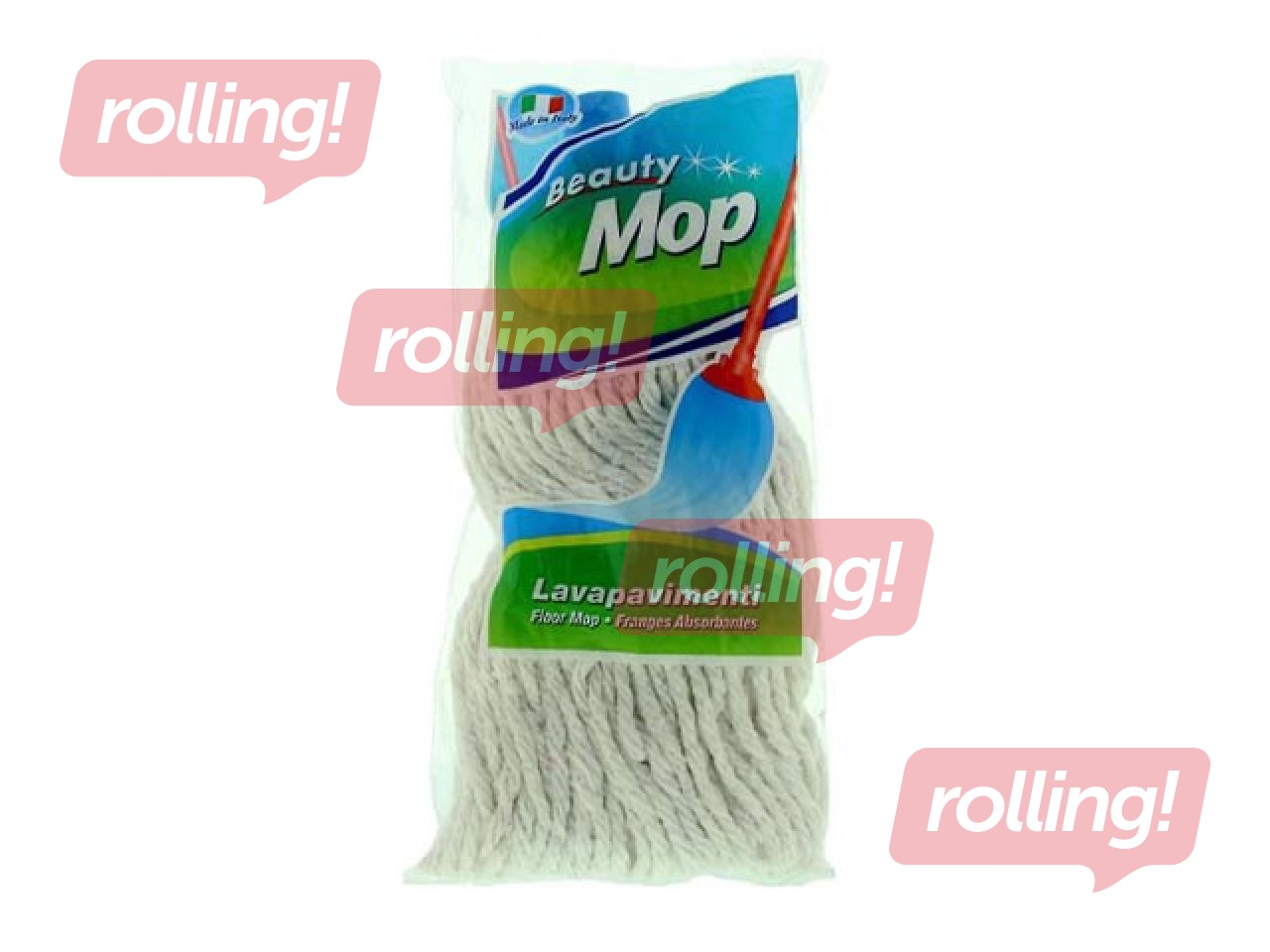 Mops, bārkstains, kokvilnas, balts, 120g, 23cm