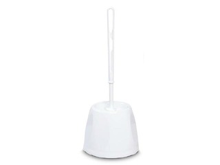 Щетка для унитаза с держателем, пластик, белая