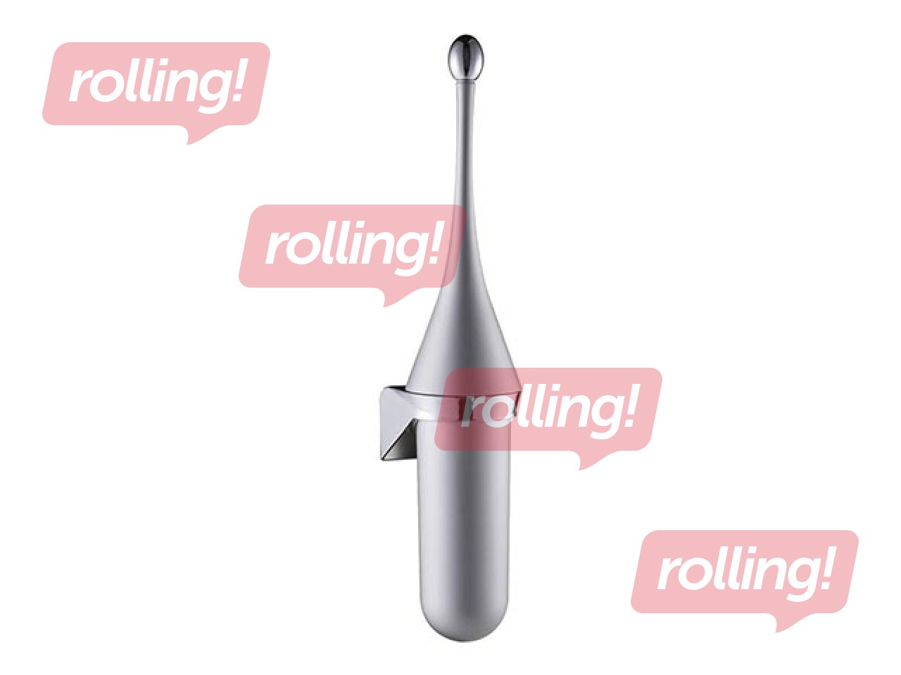 Tualetes birste ar turētāju, stiprināma pie sienas, pelēka