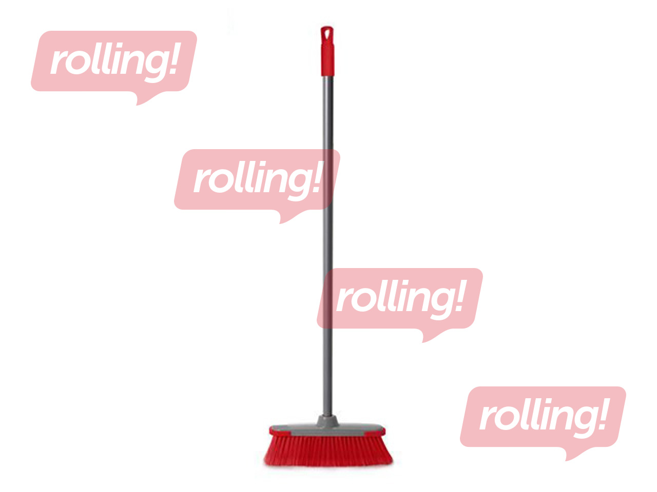 Birste ar alumīnija kātu, sarkana/pelēka, 128cm