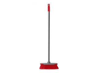 Floor brush with aluminum handle, red/grey, 128cm