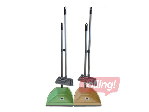 Brush with dustpan on handle, 80cm