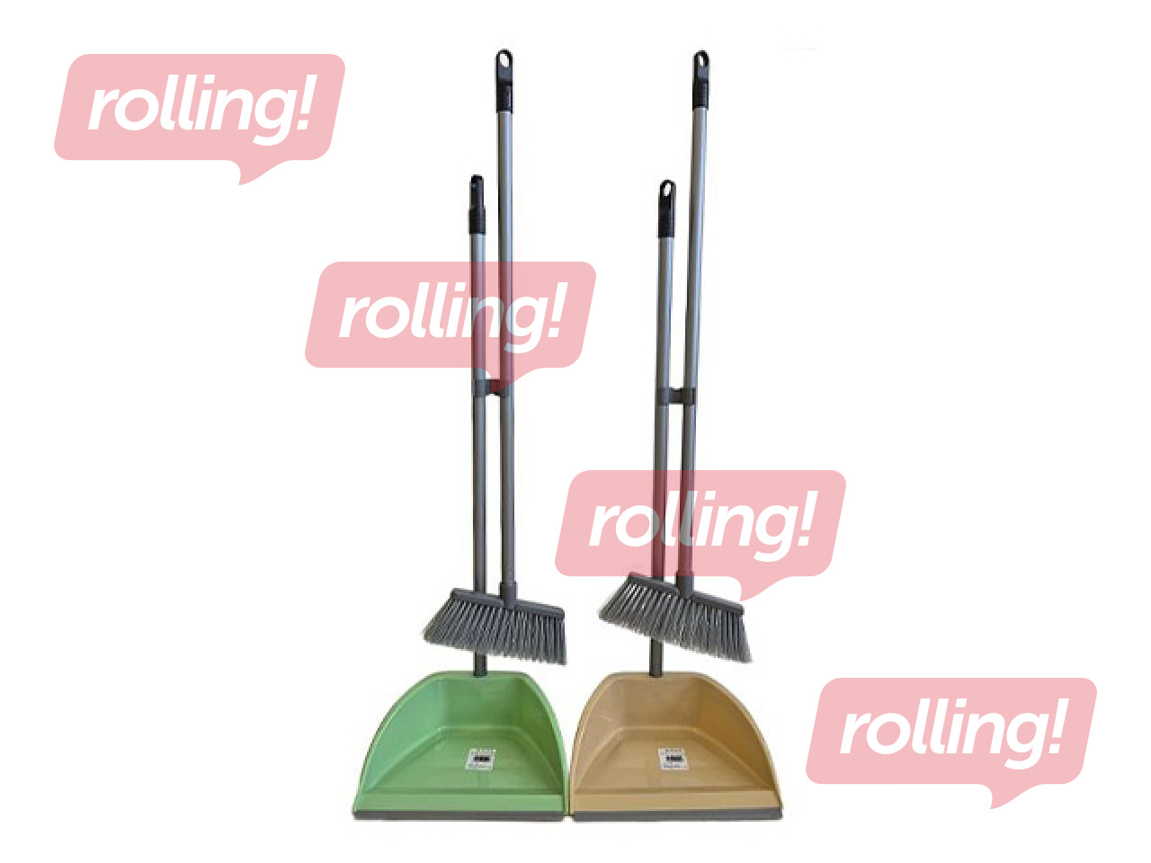 Brush with dustpan on handle, 80cm