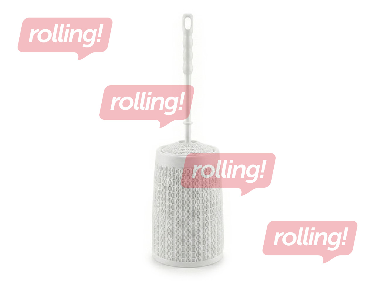 Tualetes birste Dunyaplastik, ar turētāju, plastmasa, ar adījuma motīvu, balta