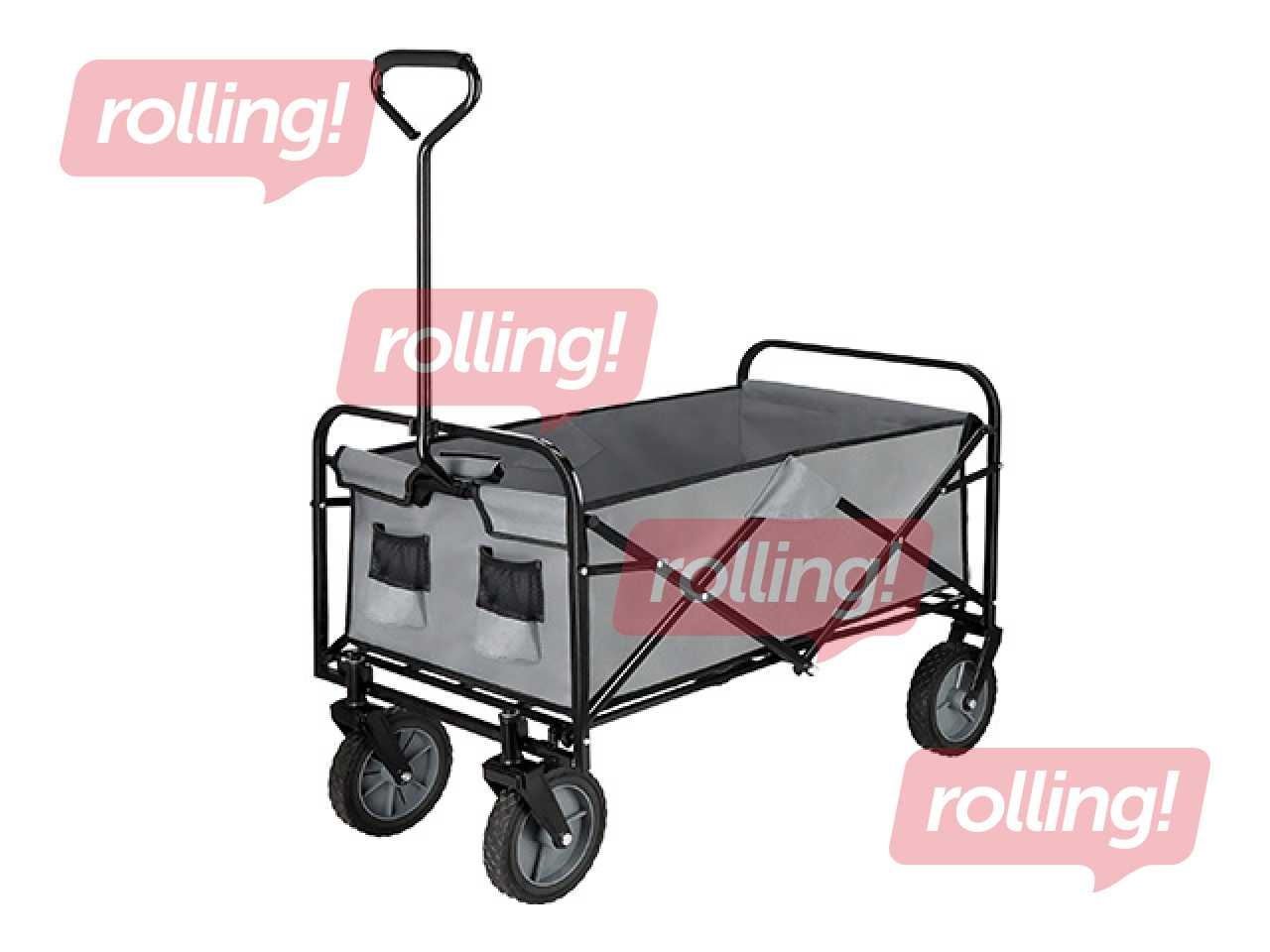 Dārza ratiņi Springos, salokāmi, pelēki, kravnesība 80kg, 105l