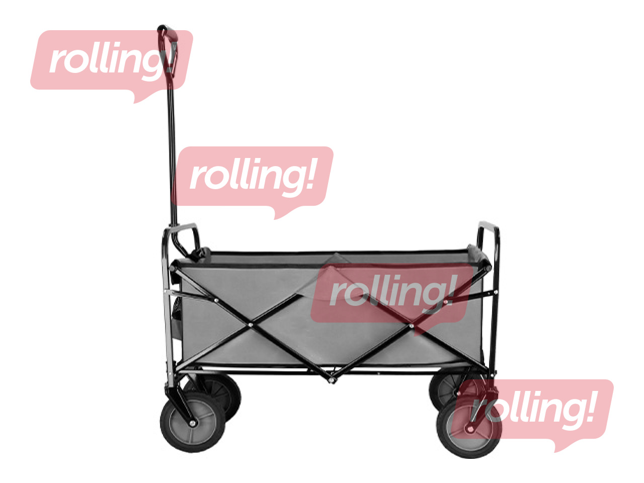 Dārza ratiņi Springos, salokāmi, pelēki, kravnesība 80kg, 105l
