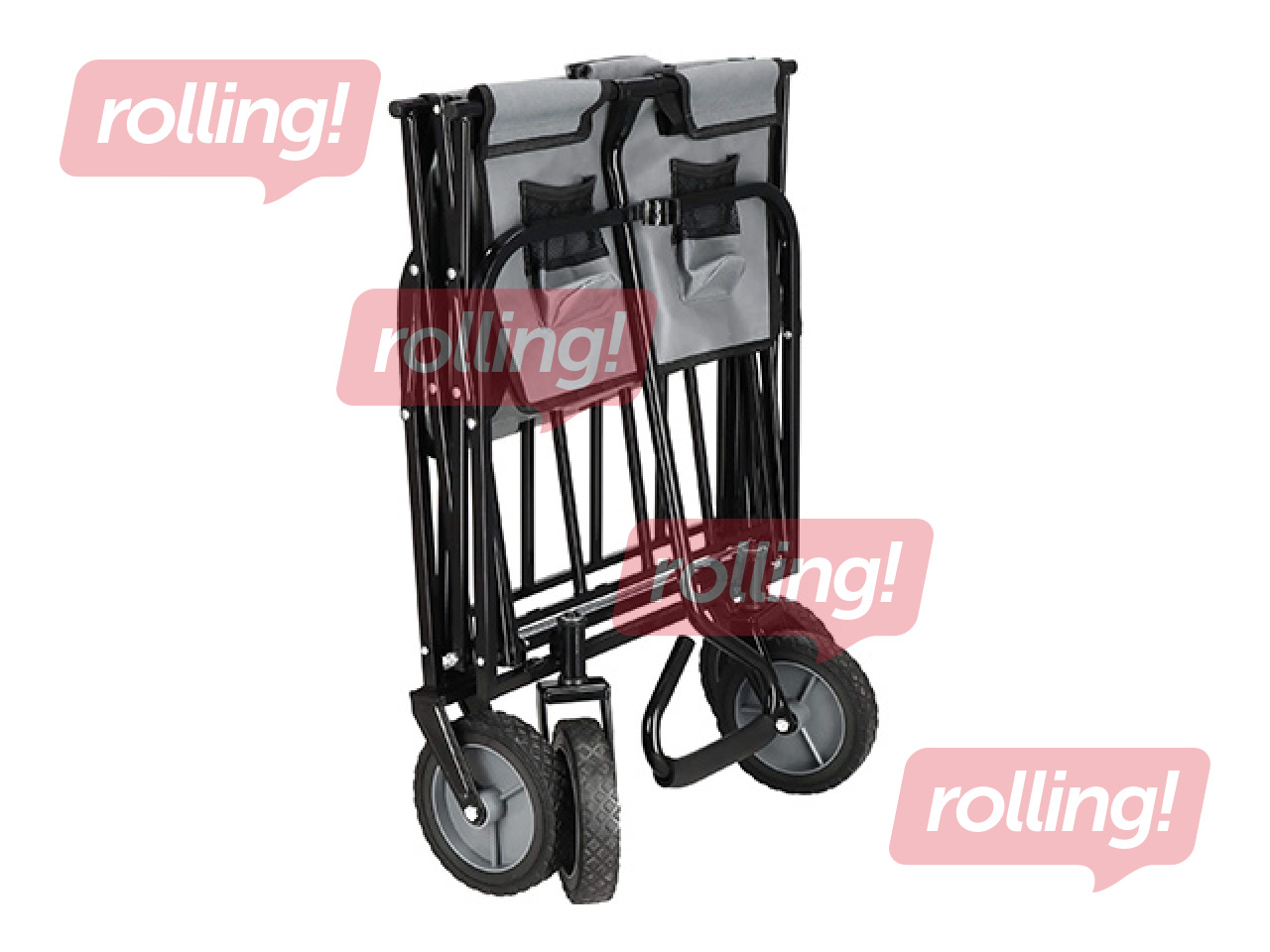 Dārza ratiņi Springos, salokāmi, pelēki, kravnesība 80kg, 105l