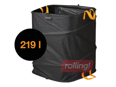 Dārza maiss Fiskars Ergo, salokāms, melns, 219l