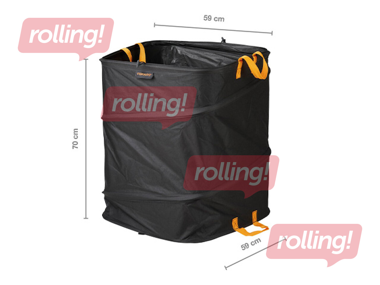 Dārza maiss Fiskars Ergo, salokāms, melns, 219l