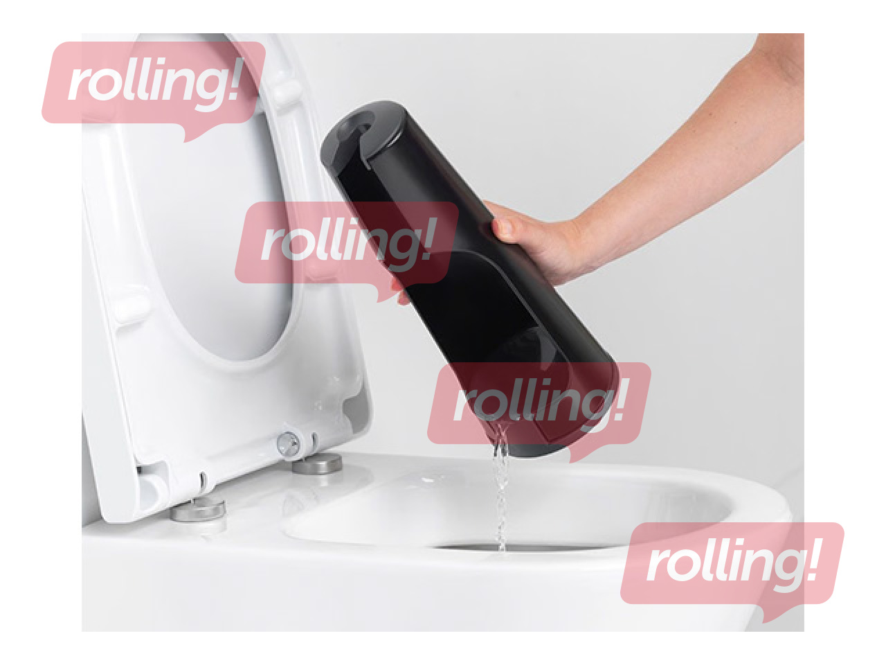 Tualetes birste Brabantia ar turētāju, melna ar melniem sariem