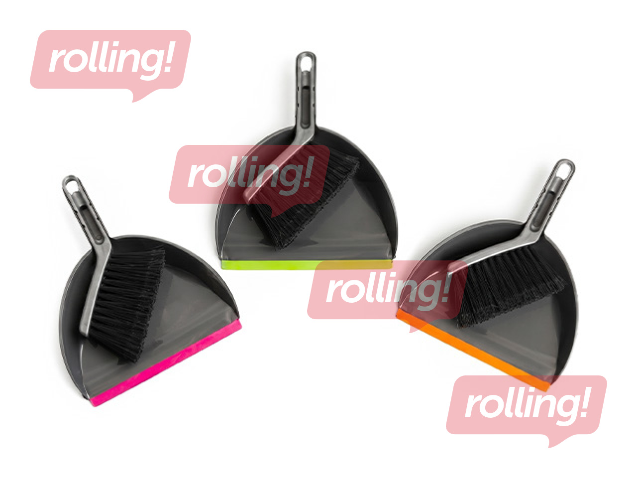 Brush with dustpan, small, assorted colors