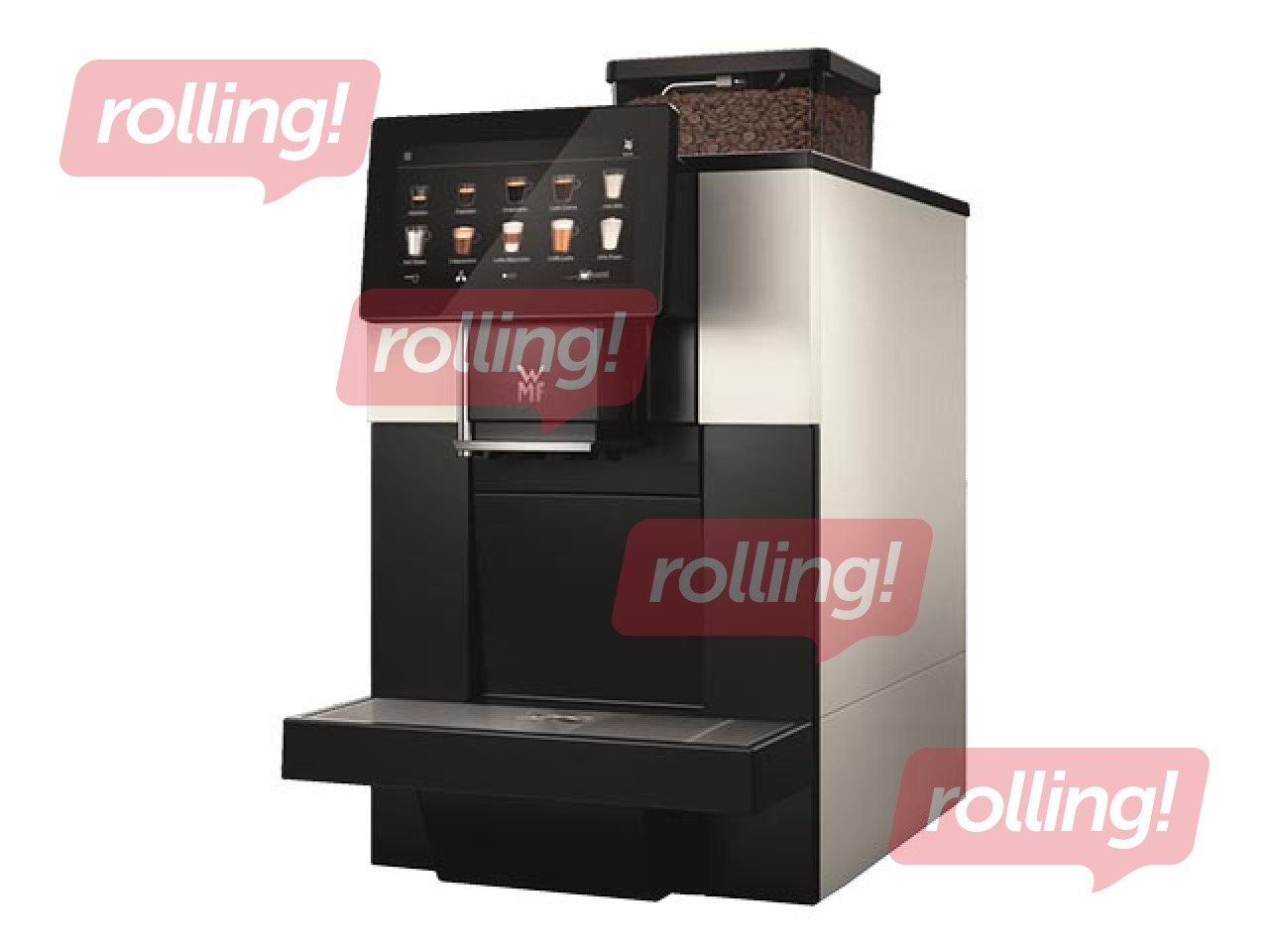 Kafijas aparāts WMF 950 S, melns ar baltiem elementiem