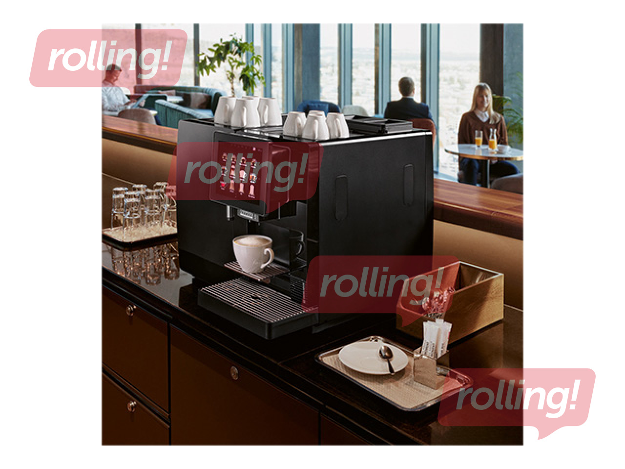 Kafijas automāts Franke A300 MS EC, ar ūdens pieslēgumu un 2 pulvera tvertnēm, melns