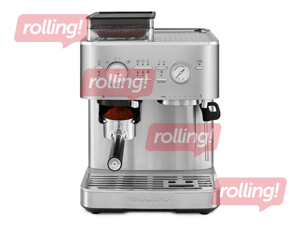 Kafijas automāts KitchenAid ar kafijas dzirnaviņām, nerūsējošā tērauda
