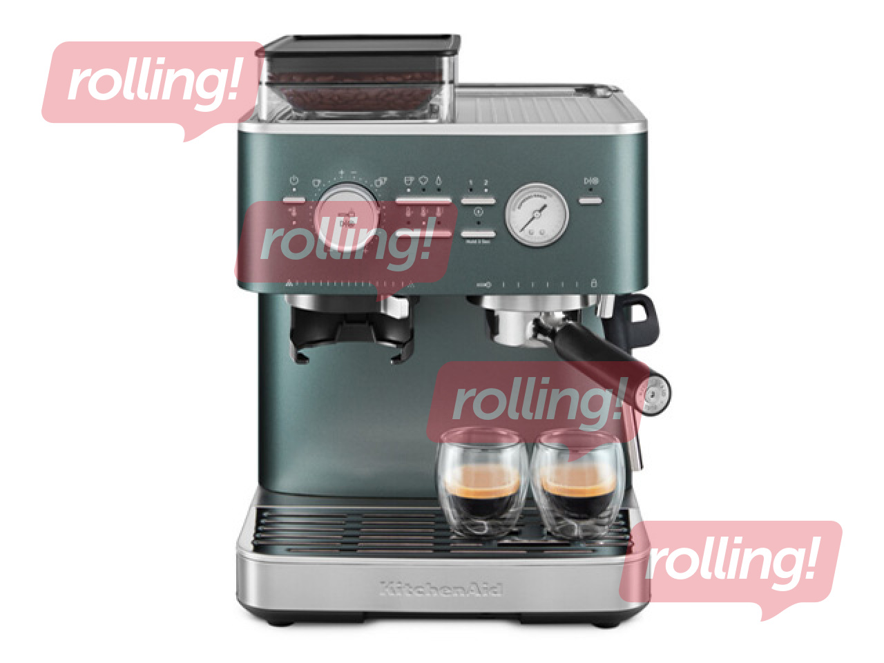 Kafijas automāts KitchenAid ar kafijas dzirnaviņām, khaki