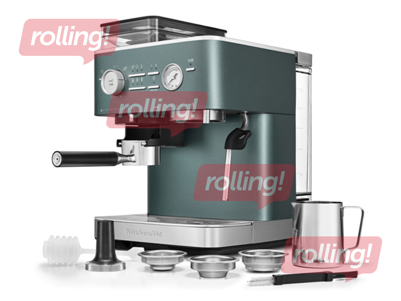 Kafijas automāts KitchenAid ar kafijas dzirnaviņām, khaki
