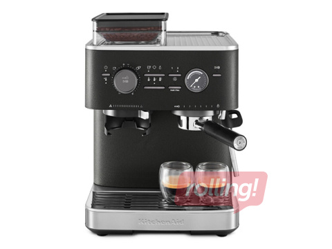 Kafijas automāts KitchenAid ar kafijas dzirnaviņām, čuguna melns