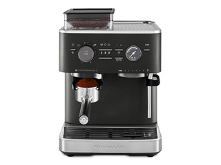 Kafijas automāts KitchenAid ar kafijas dzirnaviņām, čuguna melns