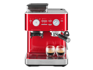 Coffee machine KitchenAid with coffee grinder, red
